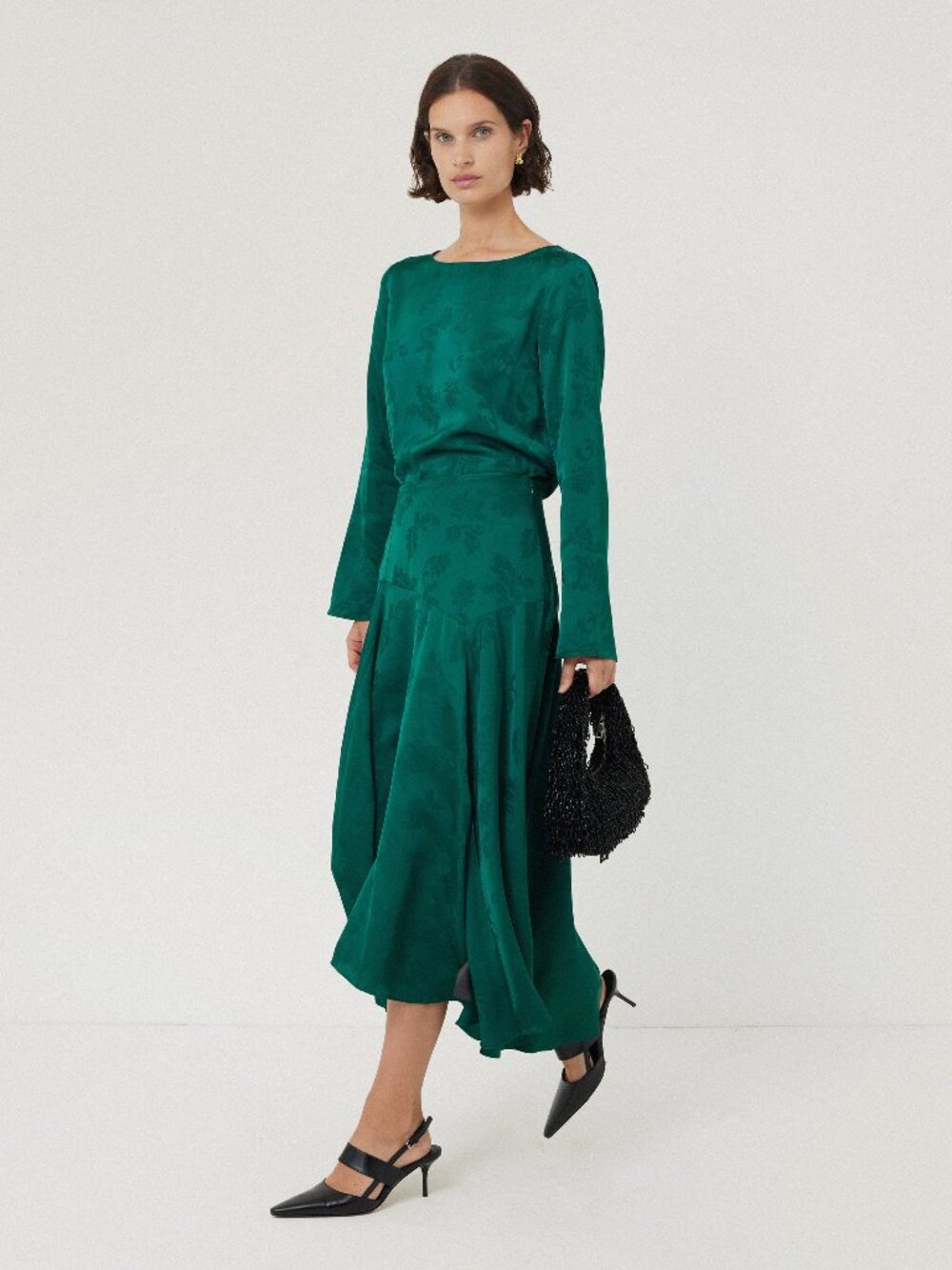 Jigsaw Floral Jacquard Midi Skirt